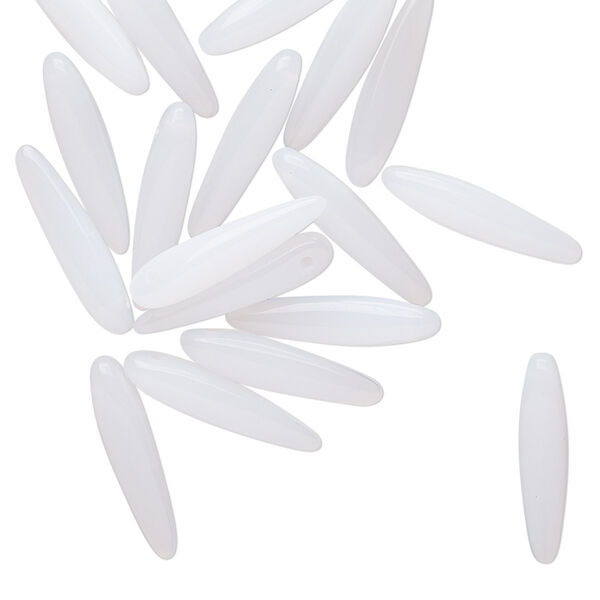 Bead, Preciosa Thorn™, Czech pressed glass, translucent alabaster, 16x4mm top-drilled thorn. Sold per pkg of 20. image number 0