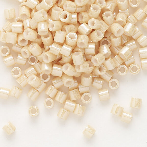 Seed bead, Delica®, glass, pkg/7.5g, #8 round, opaque glazed luster antique beige (DBL-0204). image number 0
