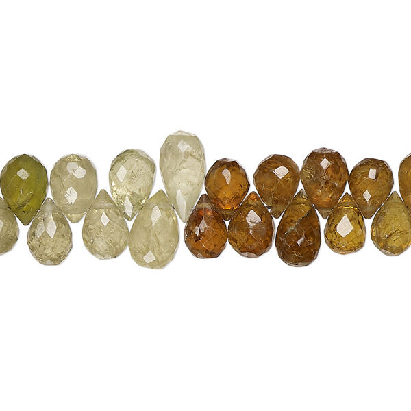Bead, grossularite garnet (natural), 7x4mm-9x5mm hand-cut top-drilled micro-faceted teardrop, B+ grade, Mohs hardness 6-1/2 to 7-1/2. Sold per 8-inch strand, approximately 70 beads. image number 0