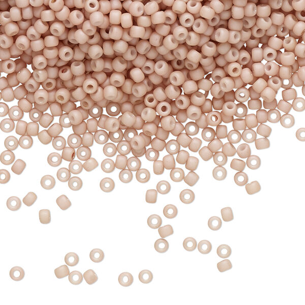 Seed bead, TOHO BEADS®, glass, pkg/7.5g, #11 round, opaque pastel frosted shrimp (TR-11-764). image number 0