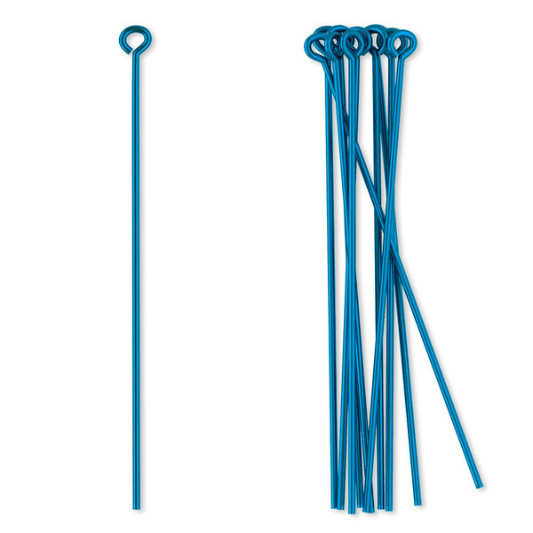 Eye pin, niobium, teal, 1-3/4 inches, 21 gauge. Sold per pkg of 10. image number 0