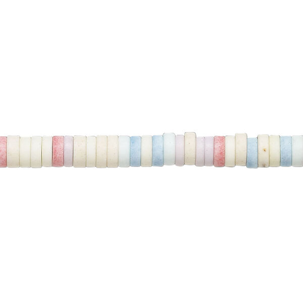 Bead, porcelain, opaque matte multicolored, 4.5x1.5mm heishi. Sold per 8-inch strand, approximately 110 to 140 beads. image number 0