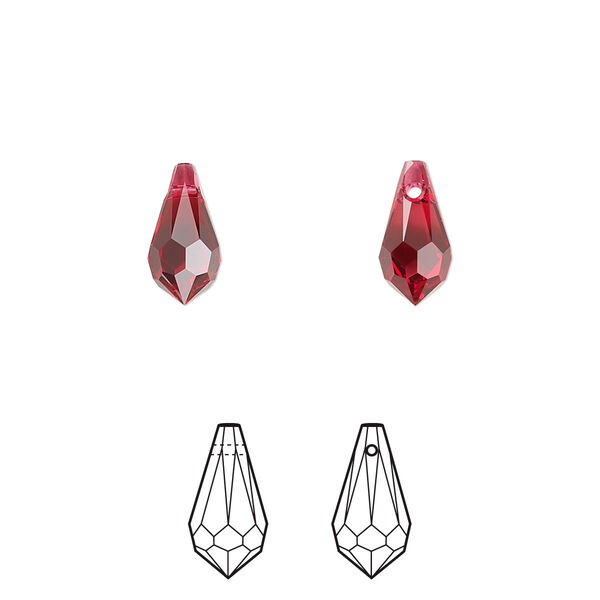Drop 4pk scarlet, Crystal Passions® 11x5.5mm pendant teardrop 6000 image number 0
