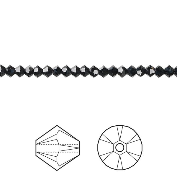Bead 48pk jet, Crystal Passions® 3mm bicone 5328 image number 0