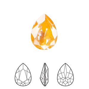 Fancy stone 1pk crystal mango ignite LacquerPRO, Crystal Passions® 18x13mm pear 4320
