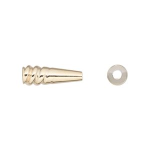 Cone, 14Kt gold, 17x6mm swirled, 5mm inside diameter. Sold per pkg of 2.