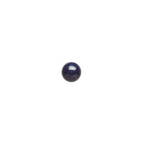 Cabochon, blue goldstone (glass) (man-made), 6mm calibrated round. Sold per pkg of 10.