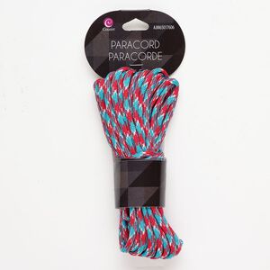 Cord 1pkg1 nylon parachute, red / green / white, 4mm round, 18-foot section.