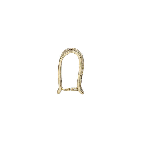 Bail, ice-pick, antiqued brass, 14.5x7.5mm fancy triangle, 11mm grip length. Sold individually. image number 1
