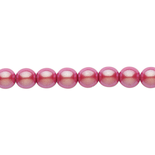 Bead, Czech pearl-coated glass druk, opaque iridescent red, 6mm round. Sold per 15-1/2" to 16" strand. image number 0