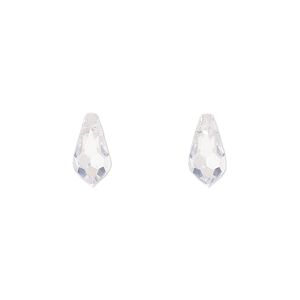 Drop, cubic zirconia, clear, 11x5.5mm hand-drilled faceted teardrop, Mohs hardness 8-1/2. Sold individually.