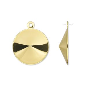 Drop, Almost Instant Jewelry®, gold-finished brass, 19mm round with 18mm rivoli setting. Sold per pkg of 10.