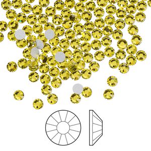 Flat back 1440pk citrine foil back, Preciosa Viva 12® Czech crystal rhinestone 3-3.2mm chaton rose round SS12