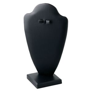 Display, necklace and earring, leatherette, black, 10 x 5-1/2 x 5 inches, VELCRO®-style tab on back. Sold individually.