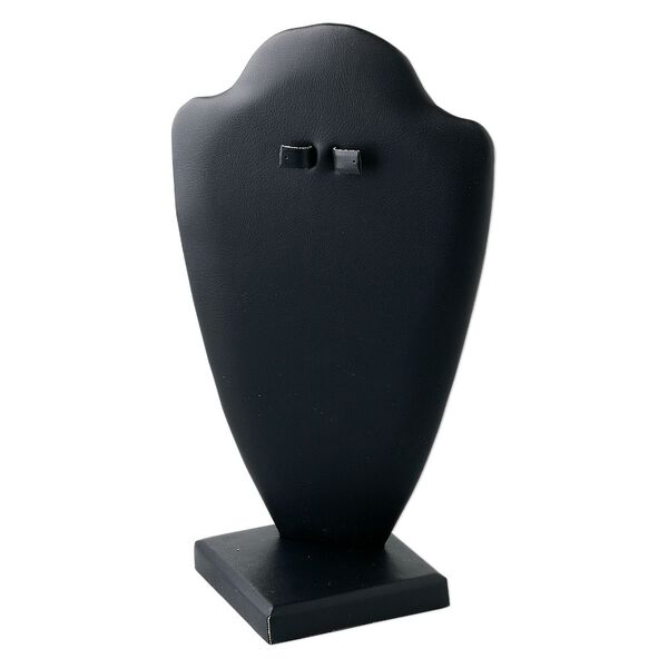 Display, necklace and earring, leatherette, black, 10 x 5-1/2 x 5 inches, VELCRO®-style tab on back. Sold individually. image number 0