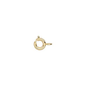 Clasp, springring, gold-plated brass, 6mm. Sold per pkg of 500.