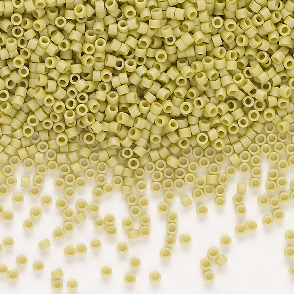 Seed bead, Delica®, glass, pkg/50g, #11 round, opaque matte glazed spring green (DB-2290). image number 0