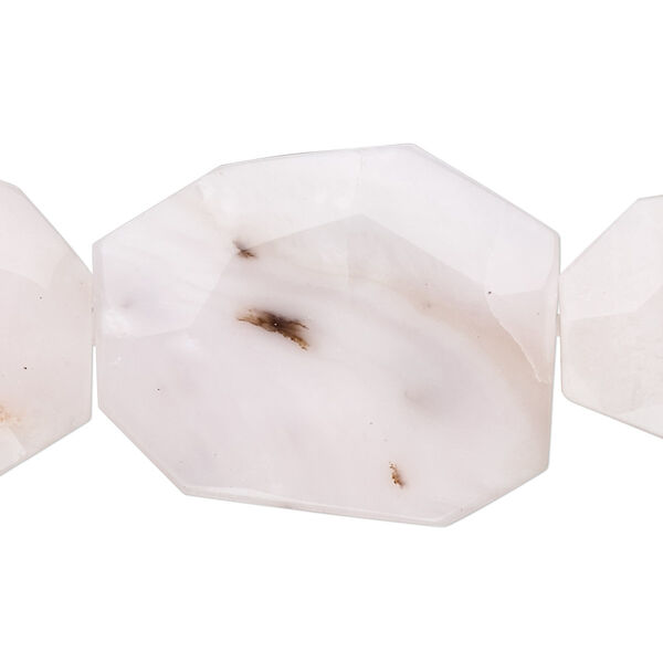 Bead, pink opal (natural), 30x25mm-38x30mm faceted flat rectangle, B grade, Mohs hardness 5 to 6-1/2. Sold per 15-1/2" to 16" strand. image number 0