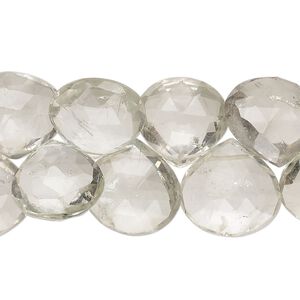 Green quartz 1pkg1, hand-cut top-drilled faceted puffed teardrop bead 8 inch 10-15mm