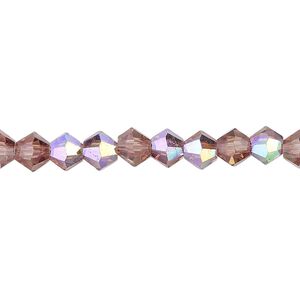 Bead 1pk transparent medium purple AB, Celestial Crystal® 6mm bicone 15.5-16 inch
