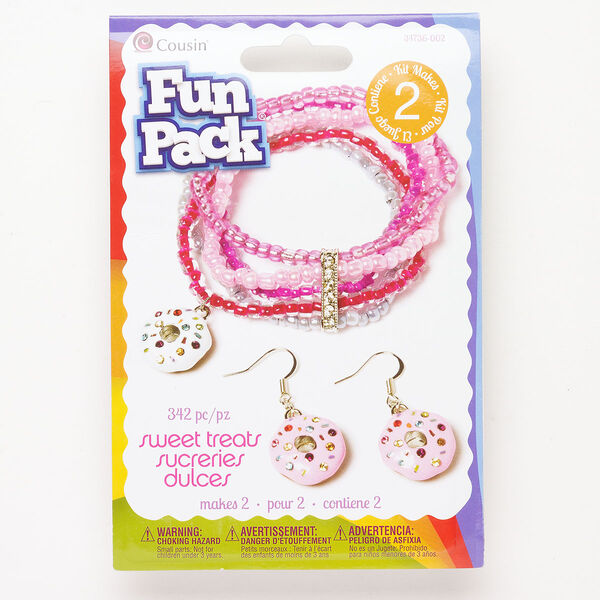Glass / brass / steel 1pkg342, bracelet / earring kit assortment sweet treat mixed colors / silver-finished image number 0