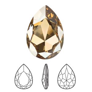 Fancy stone 1pk crystal golden shadow foil back, Crystal Passions® 30x20mm pear 4327
