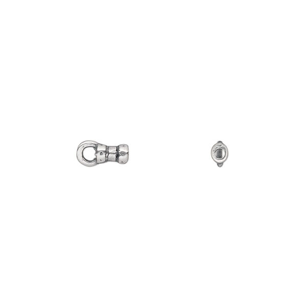 Crimp end, JBB Findings, antique silver-plated pewter (tin-based alloy), 4x2.5mm tube with loop, 1mm inside diameter. Sold per pkg of 4. image number 0