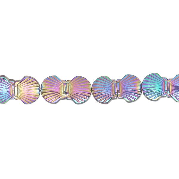 Hemalyke™ 1pkg1, electroplated clamshell bead 15.5-16 inch 7x6mm image number 0