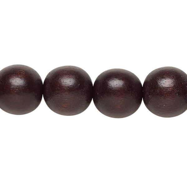 Bead, Taiwanese cheesewood (dyed / waxed), chocolate brown, 11-12mm round. Sold per pkg of (2) 15-1/2" to 16" strands. image number 0