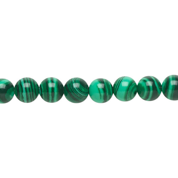 Bead, "malachite" (resin) (imitation), dark and light green, 6mm round. Sold per 15-1/2" to 16" strand. image number 0