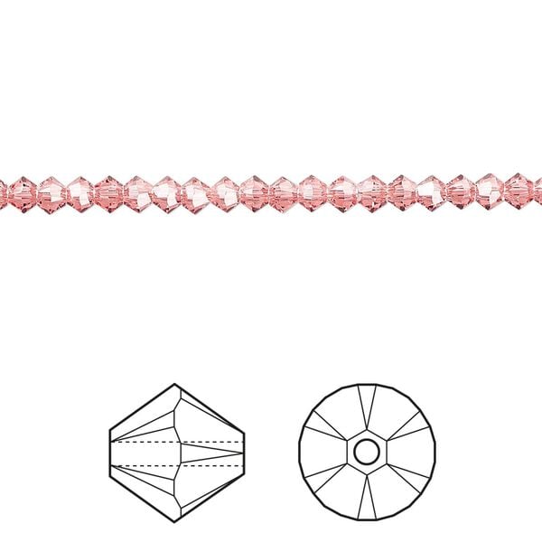 Bead 1440pk rose peach, Swarovski® 3mm XILION bicone 5328 image number 0