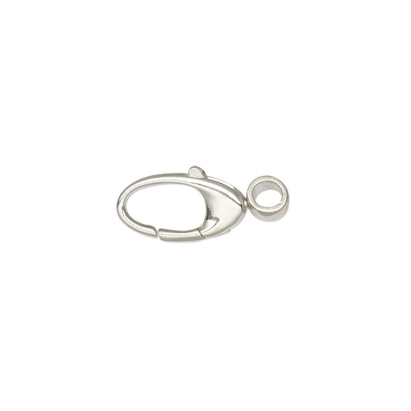 Clasp, lobster claw, sterling silver and steel, 12x6mm oval with swivel. Sold individually. image number 0