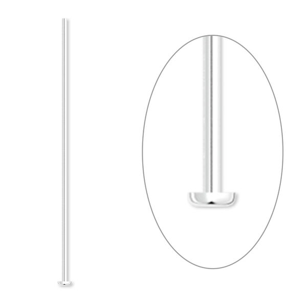 Head pin, silver-plated brass, 1/2 inch, 22 gauge. Sold per pkg of 1,000. image number 0