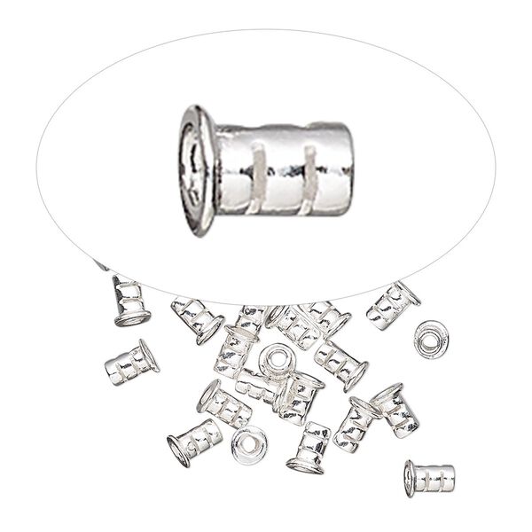 Crimp, sterling silver, 4x3mm tube, 1.4mm inside diameter. Sold per pkg of 10. image number 0