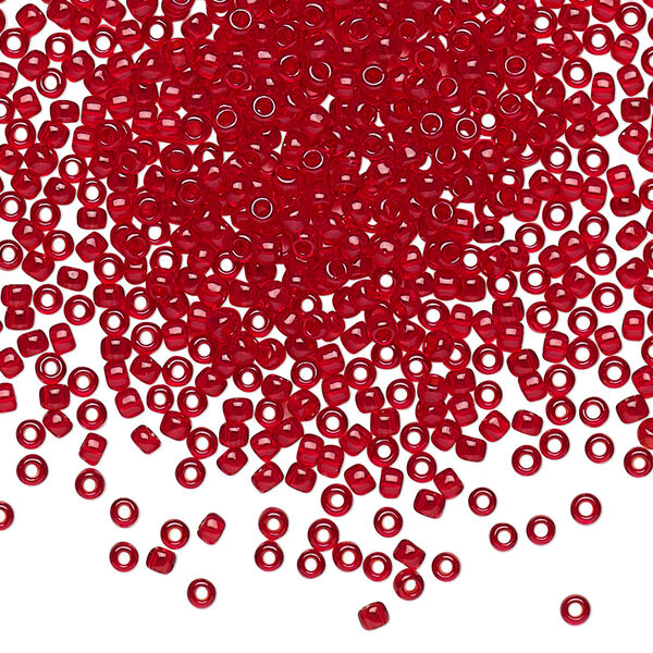 Seed bead, TOHO BEADS®, glass, pkg/7.5g, #11 round, transparent ruby (TR-11-5C). image number 0