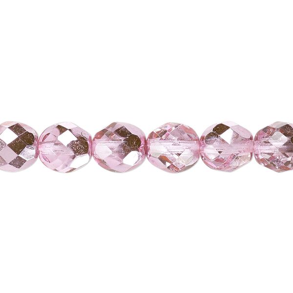 Bead, Czech fire-polished glass, metallic bubblegum, 8mm faceted round. Sold per pkg of 600 (1/2 mass). image number 0