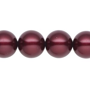 Pearl 1pk bordeaux, Celestial Crystal® 14mm round 15.5-16 inch