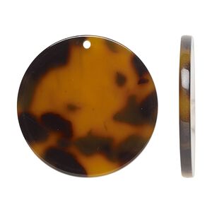 Focal, resin, translucent tortoise, 30mm round. Sold per pkg of 6.