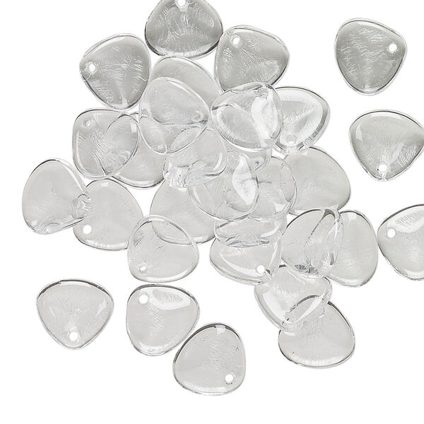 Drop, Preciosa, Czech pressed glass, clear, 8x7mm triangular teardrop. Sold per pkg of 30. image number 0