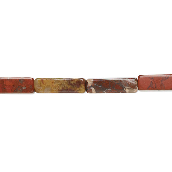 Bead, brecciated jasper (natural), 13x4mm square tube, B grade, Mohs hardness 6-1/2 to 7. Sold per 15-1/2" to 16" strand. image number 0
