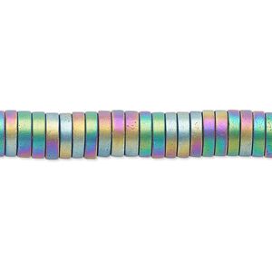 Hemalyke™ 1pkg1, matte electroplated heishi bead 8 inch 4x1mm