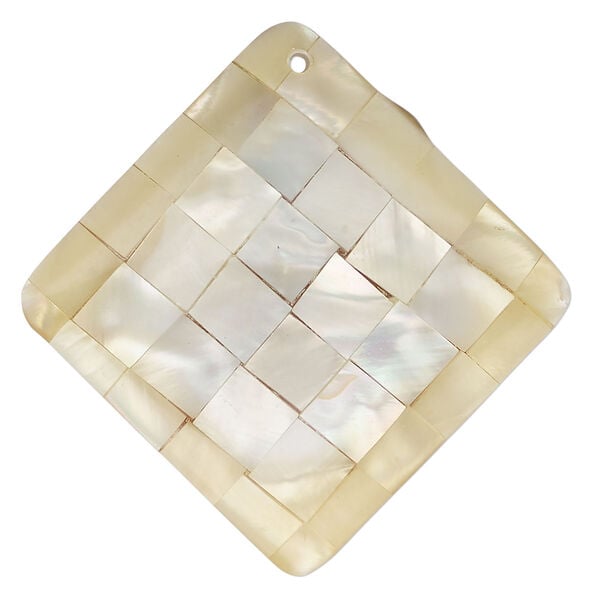 Black lip shell / gold lip shell / mother-of-pearl shell 1pkg1, top-drilled 1sided puffed diamond focal pale yellow 47-48mm image number 0