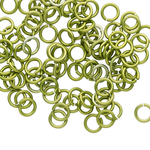 Jump ring, anodized tempered aluminum, light green, 6mm round, 4.2mm inside diameter, 18 gauge. Sold per pkg of 100. image number 0