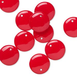 Drop, Preciosa, Czech pressed glass, opaque red, 12mm flat round. Sold per pkg of 10.