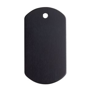 Focal, anodized aluminum, black, 40x22mm double-sided dog tag. Sold per pkg of 2.