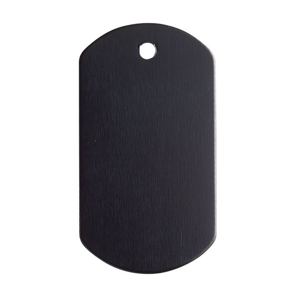 Focal, anodized aluminum, black, 40x22mm double-sided dog tag. Sold per pkg of 2. image number 0