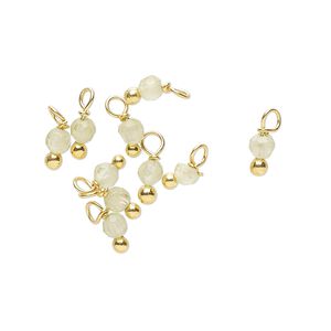 Drop, peridot (natural) and gold-finished brass, 3x2mm with 2mm faceted round. Sold per pkg of 10.