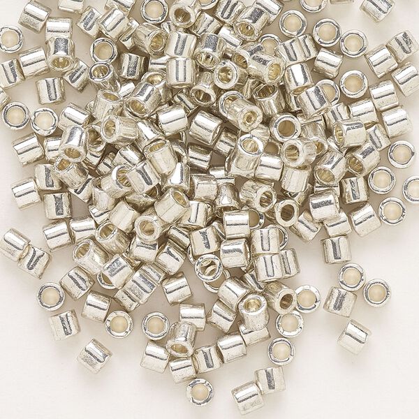 Seed bead, Delica®, glass, pkg/50g, #8 round, opaque galvanized silver (DBL-0035). image number 0