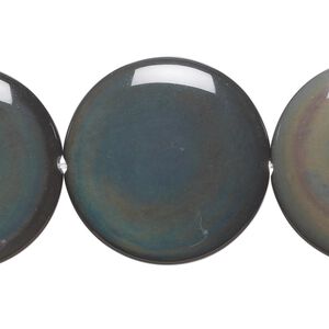 Rainbow obsidian 1pkg1, flat round bead natural 8 inch 30mm