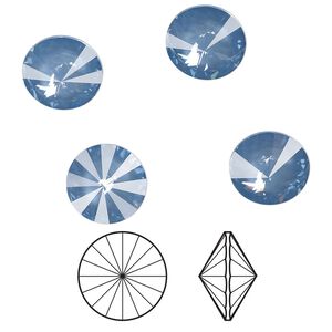 Chaton 4pk crystal denim ignite LacquerPRO, Crystal Passions® 12mm rivoli 1122